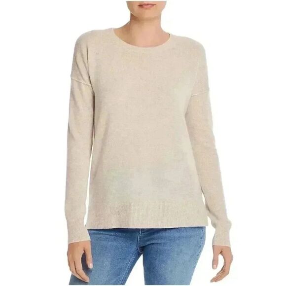 Aqua Cashmere High/low Crewneck Sweater - 100% Exclusive In Oatmeal - Picture 1 of 10